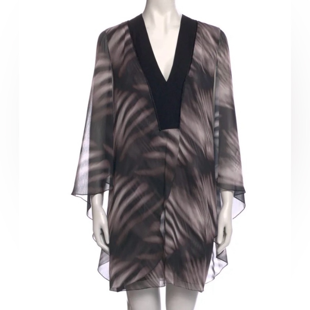 Halston Heritage Black and Grey Print Top/Mini Dress